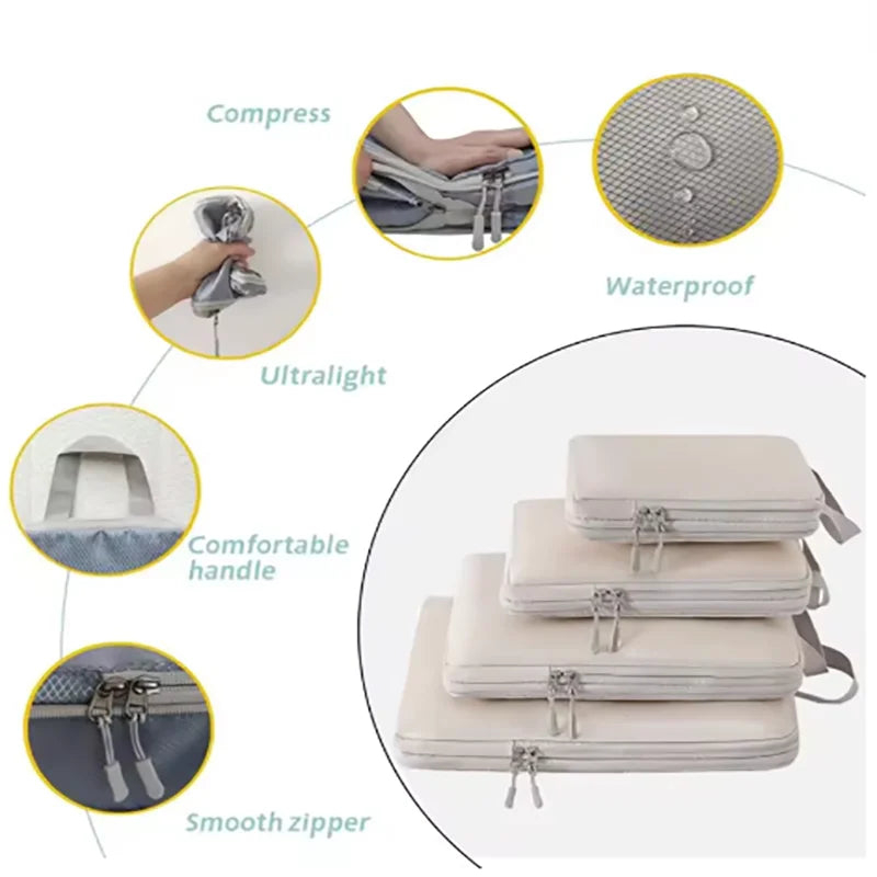 6 Piece Compression Packing Cubes For Luggage Organization And Travel