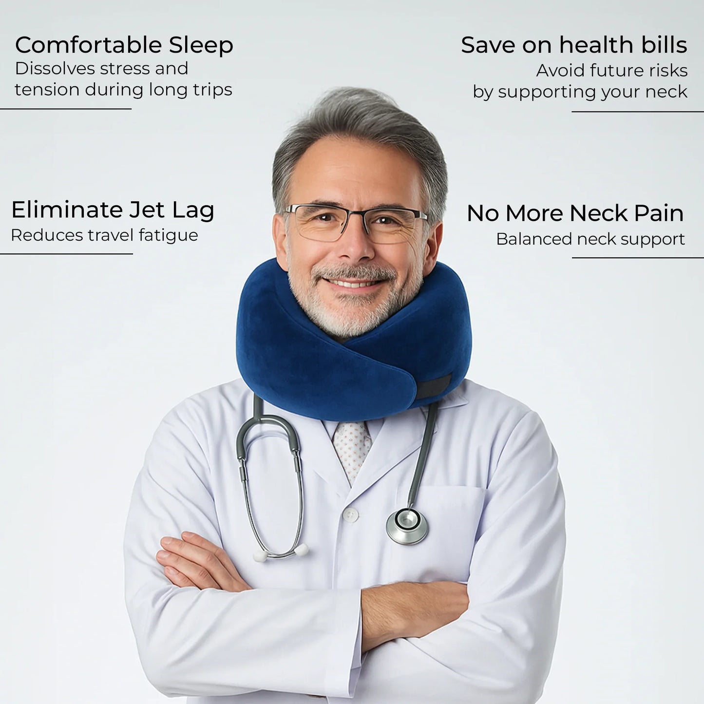 Memory Foam Travel Neck Pillow for Airplane Flights and Sleep