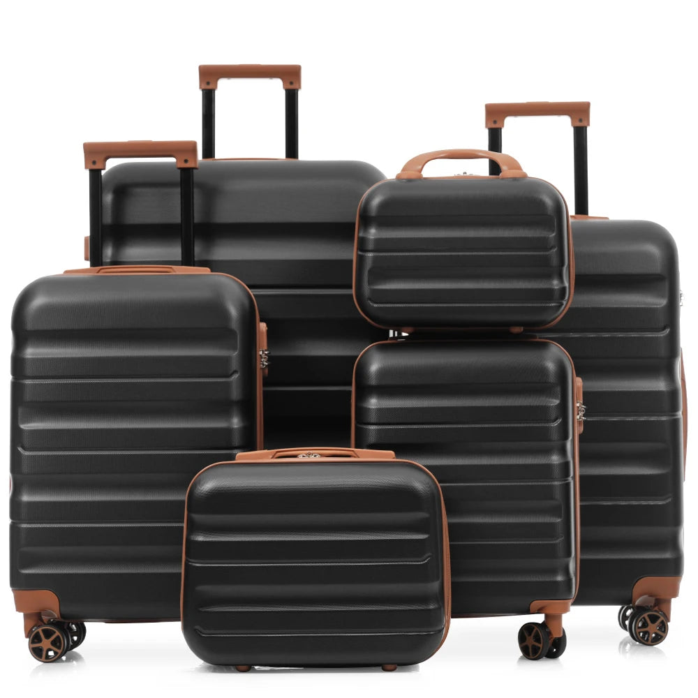 6 Piece ABS Hardshell Luggage Set Dual Spinner Wheels Travel