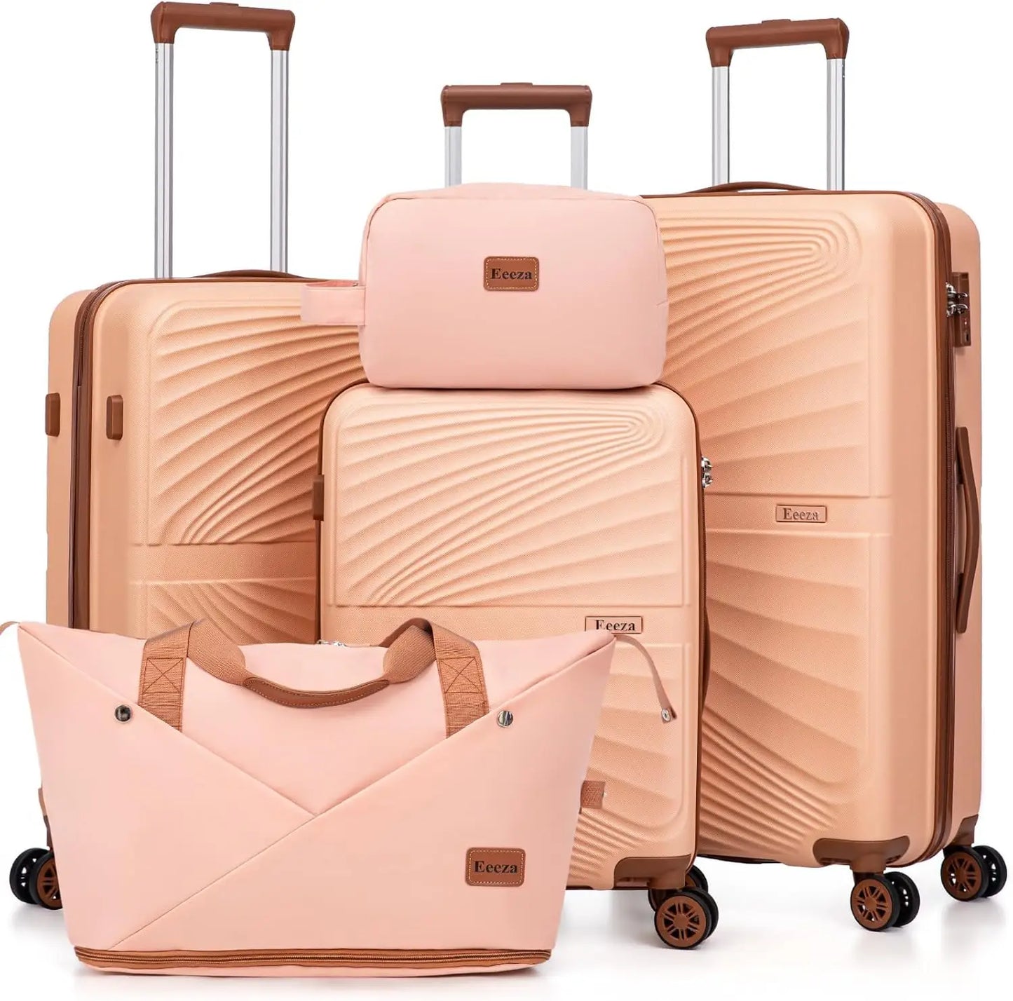 5 Piece ABS Luggage Set With Spinner Wheels TSA Lock
