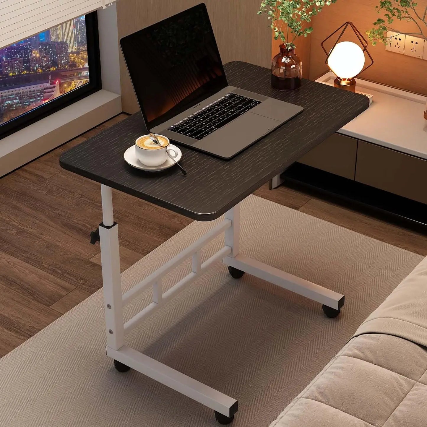 Mobile Adjustable Standing Desk With Wheels For Home Office