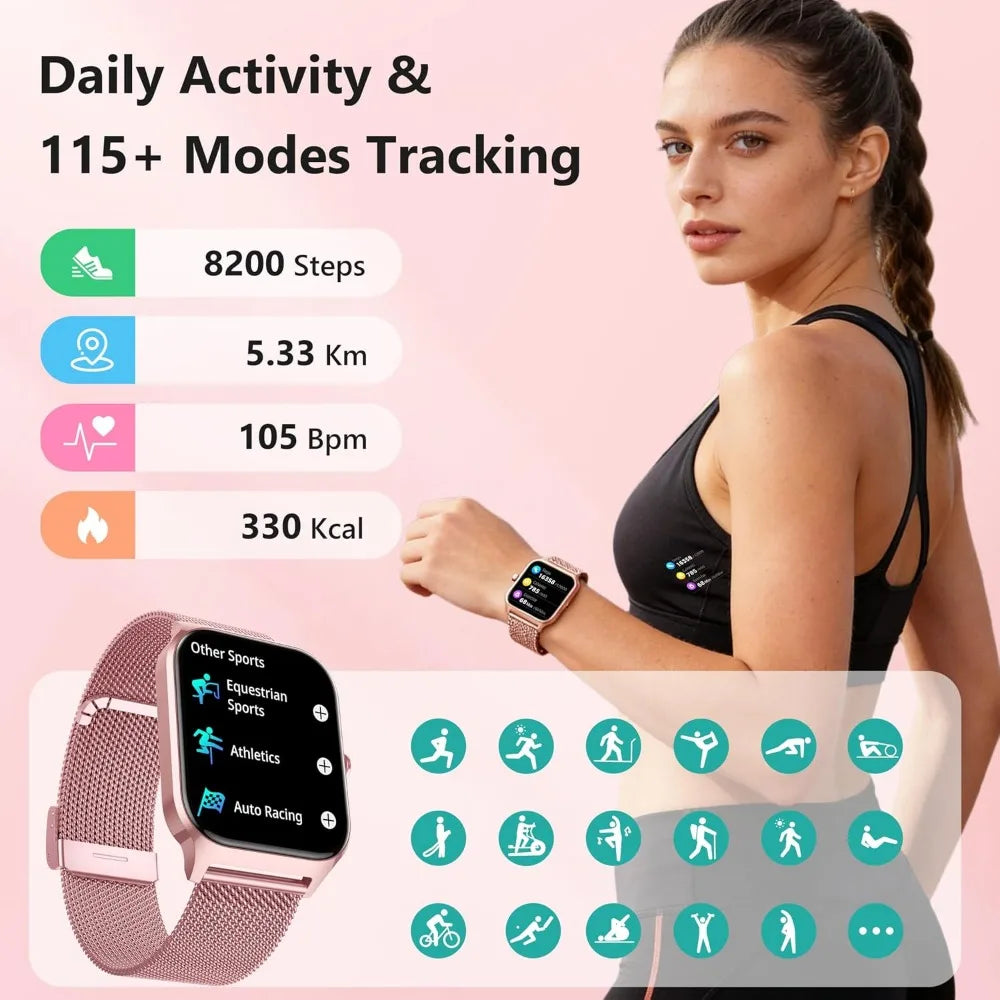 Smart Watch Fitness Tracker 1.85 Inch Display Heart Rate Waterproof