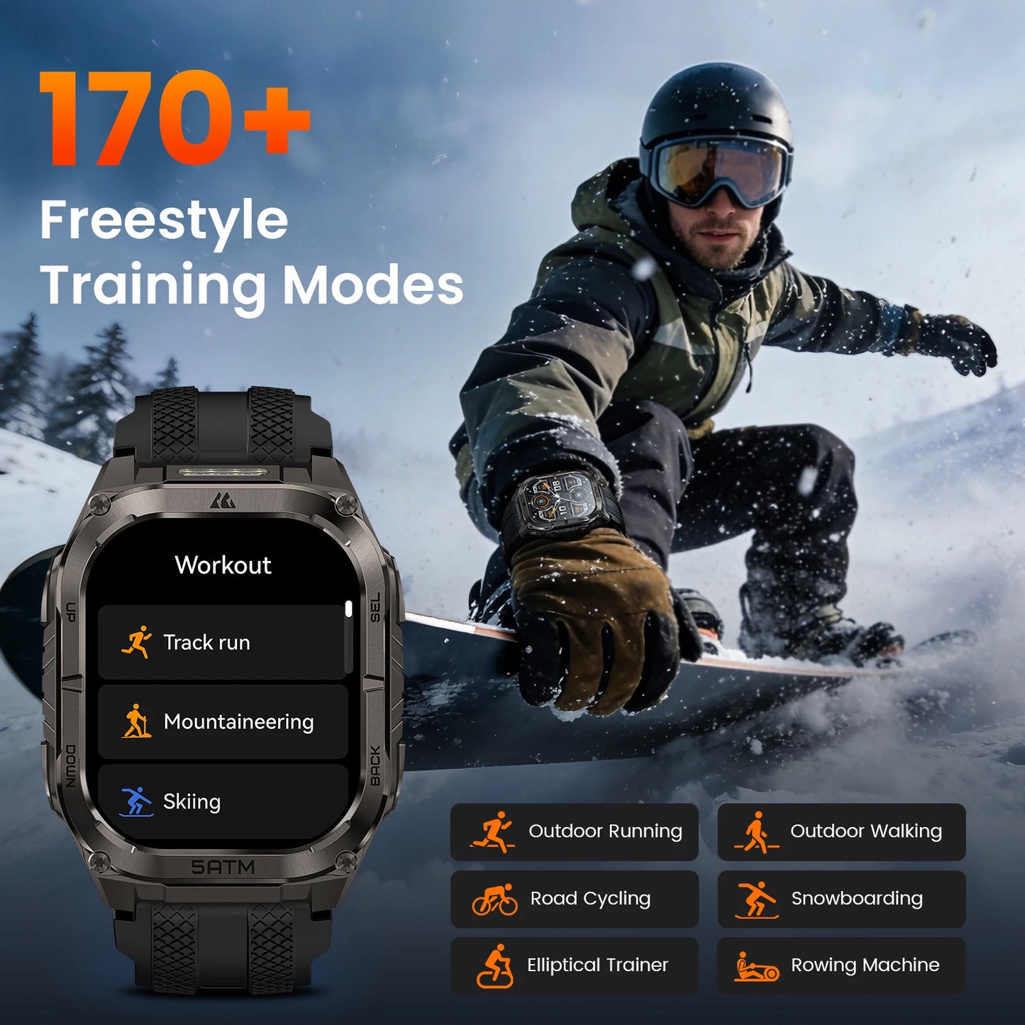 KOSPET Tank M4C Rugged Smartwatch Military Grade GPS With Flashlight