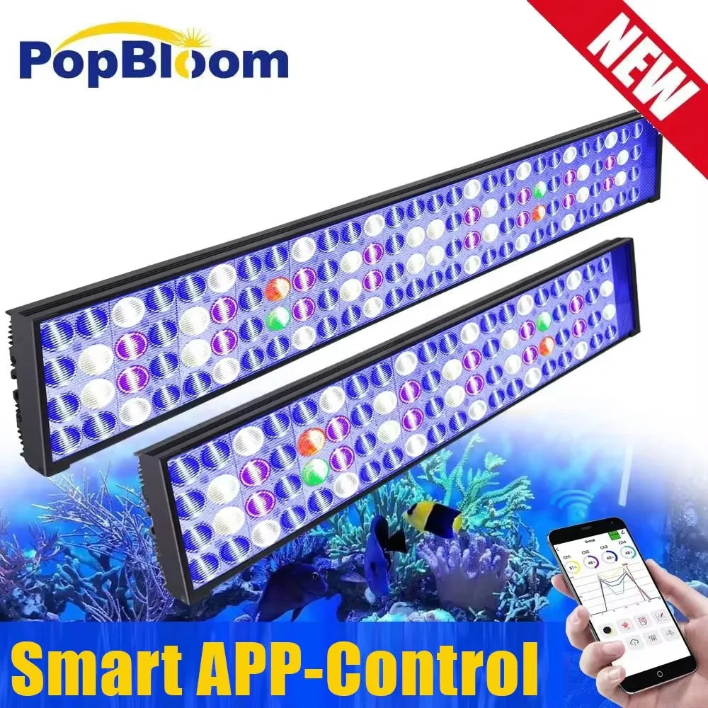 PopBloom WiFi LED Aquarium Light Full Spectrum For Marine Tanks