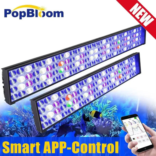 PopBloom WiFi LED Aquarium Light Full Spectrum For Marine Tanks