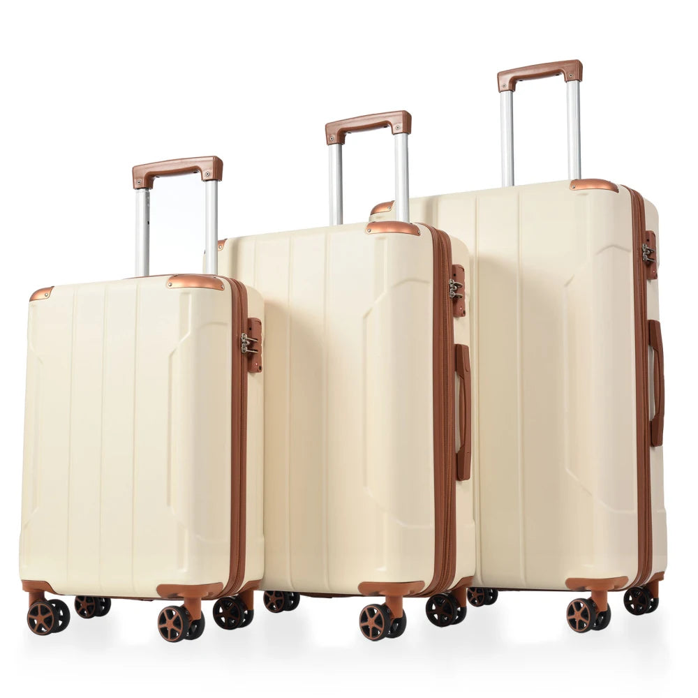 3 Piece Expandable ABS Luggage Set TSA Lock Spinner