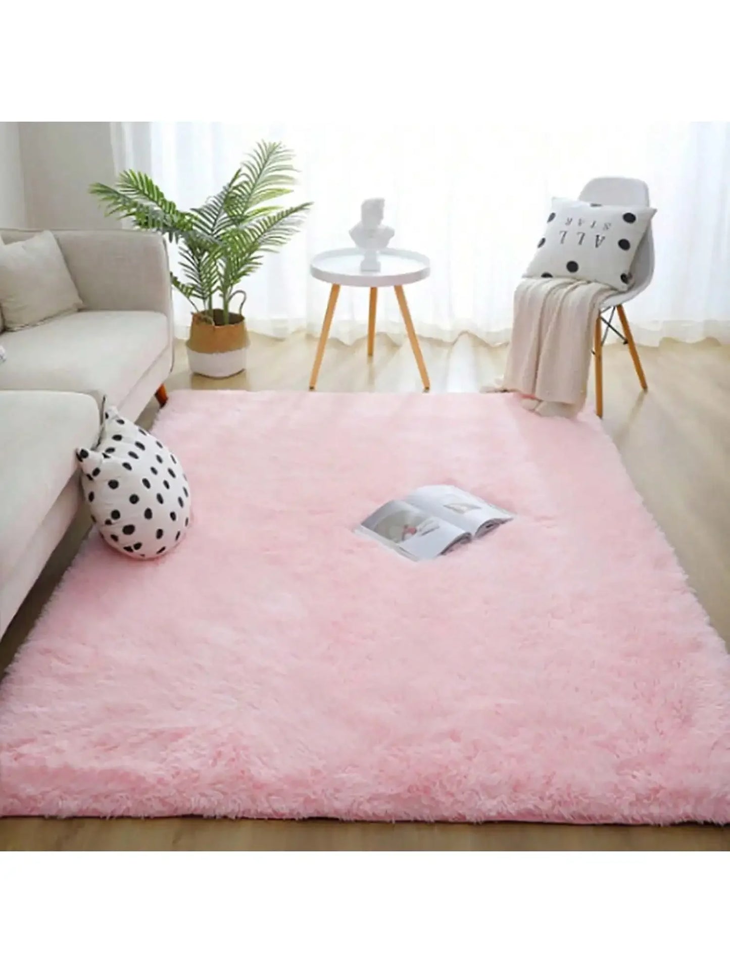 Plush Long Pile Carpet Rug Soft Non Slip Living Rooms
