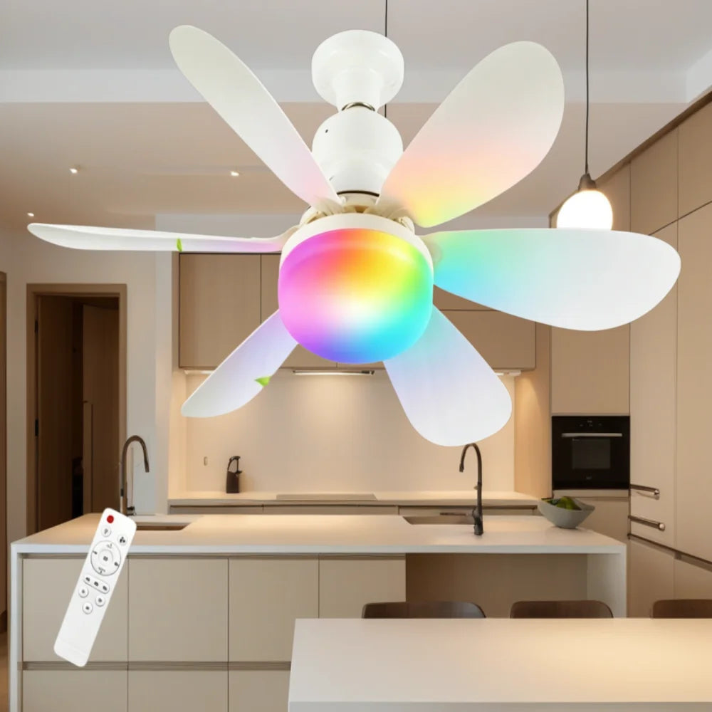 Ceiling Fan With Remote LED Light E27 Base Silent Bedroom