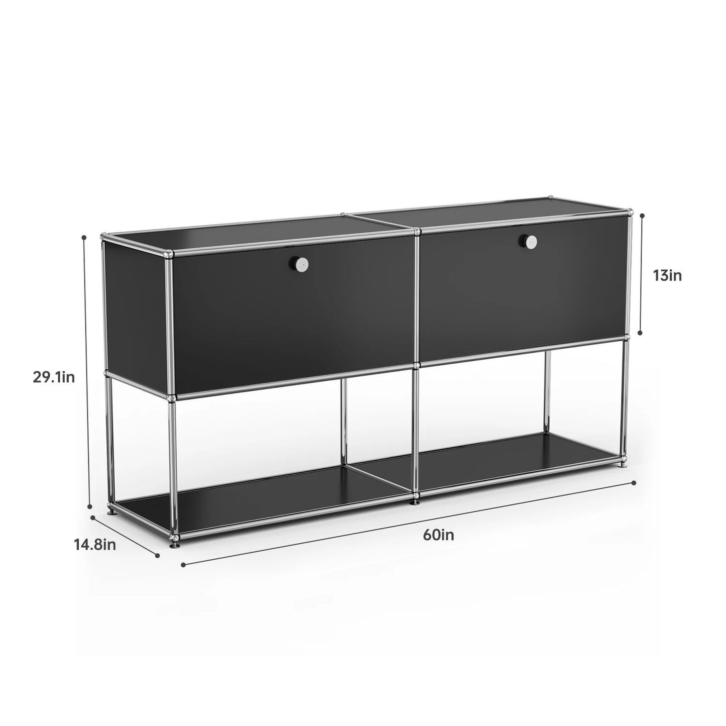 Living Room Storage Cabinet Sideboard Shelf Unit Stainless Steel Metal