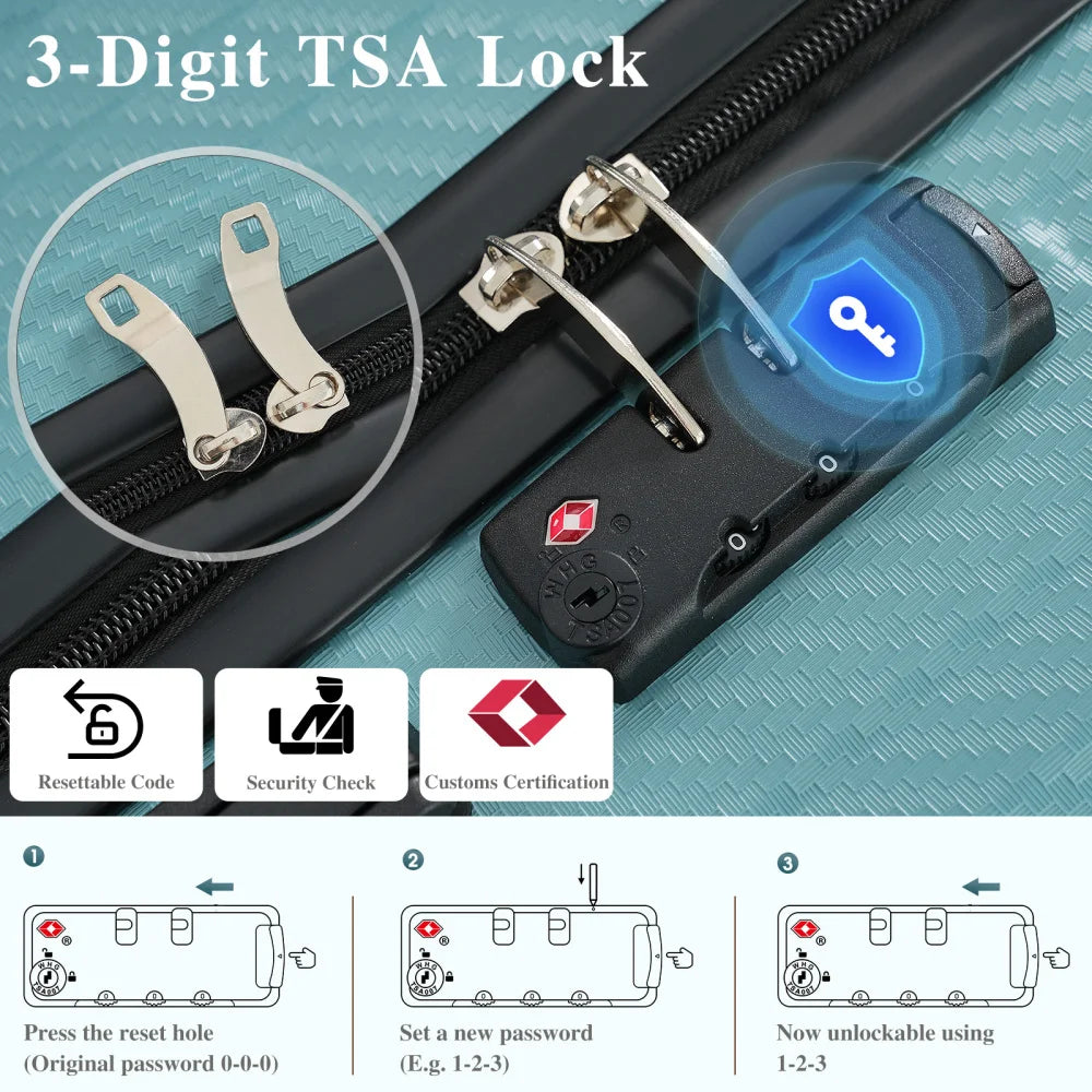 ABS Hardshell Luggage Set With Spinner Wheels And TSA Lock