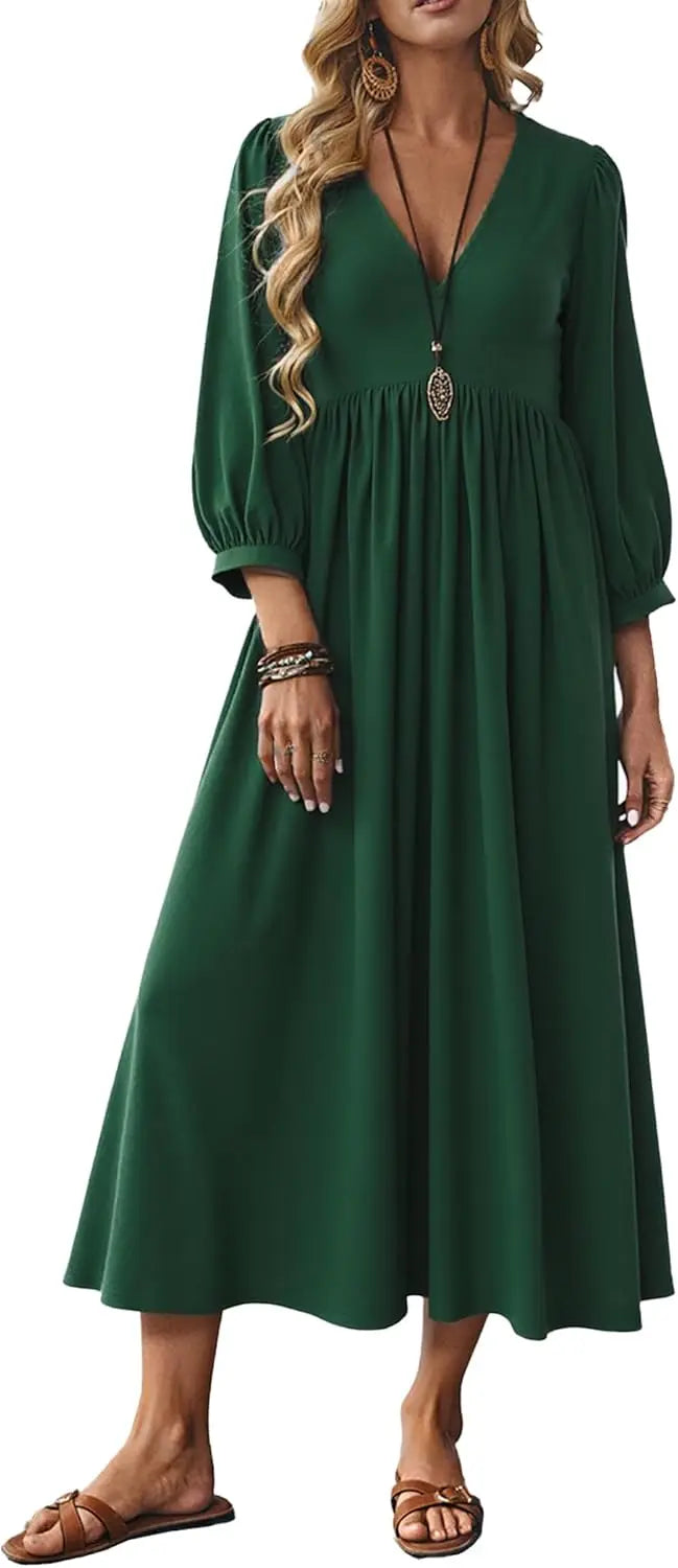 Cotton Caftan Maxi Dress Loose Fit For Autumn Casual