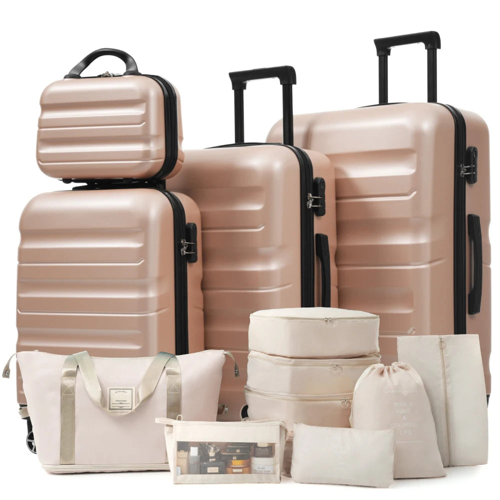 6 Piece ABS Hardshell Luggage Set Dual Spinner Wheels Travel