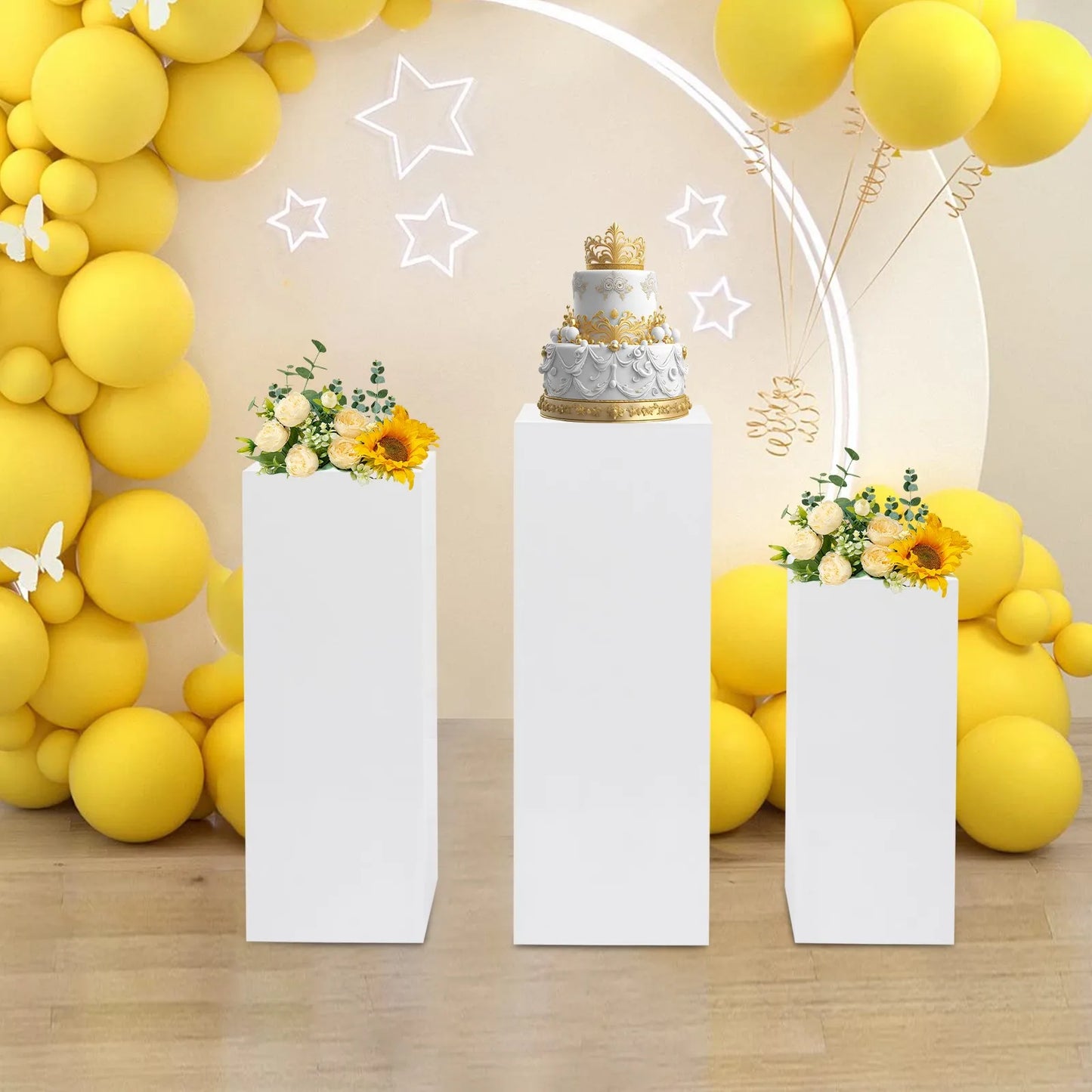 Three Piece Display Pedestal Stands For Weddings And Home Decor