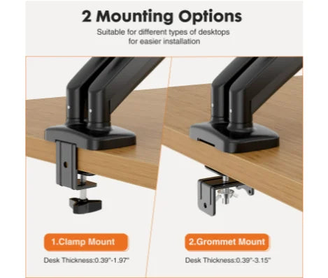Dual Monitor Gas Spring Arm Stand With Adjustable Height Swivel VESA