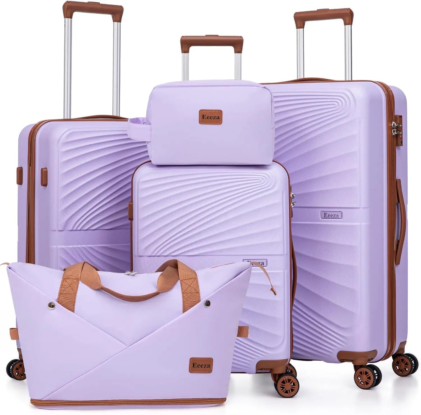 5 Piece ABS Luggage Set With Spinner Wheels TSA Lock