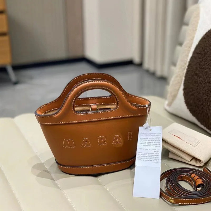 Elegant Mini Tote Bag With Leather Edges And Cutout Handle