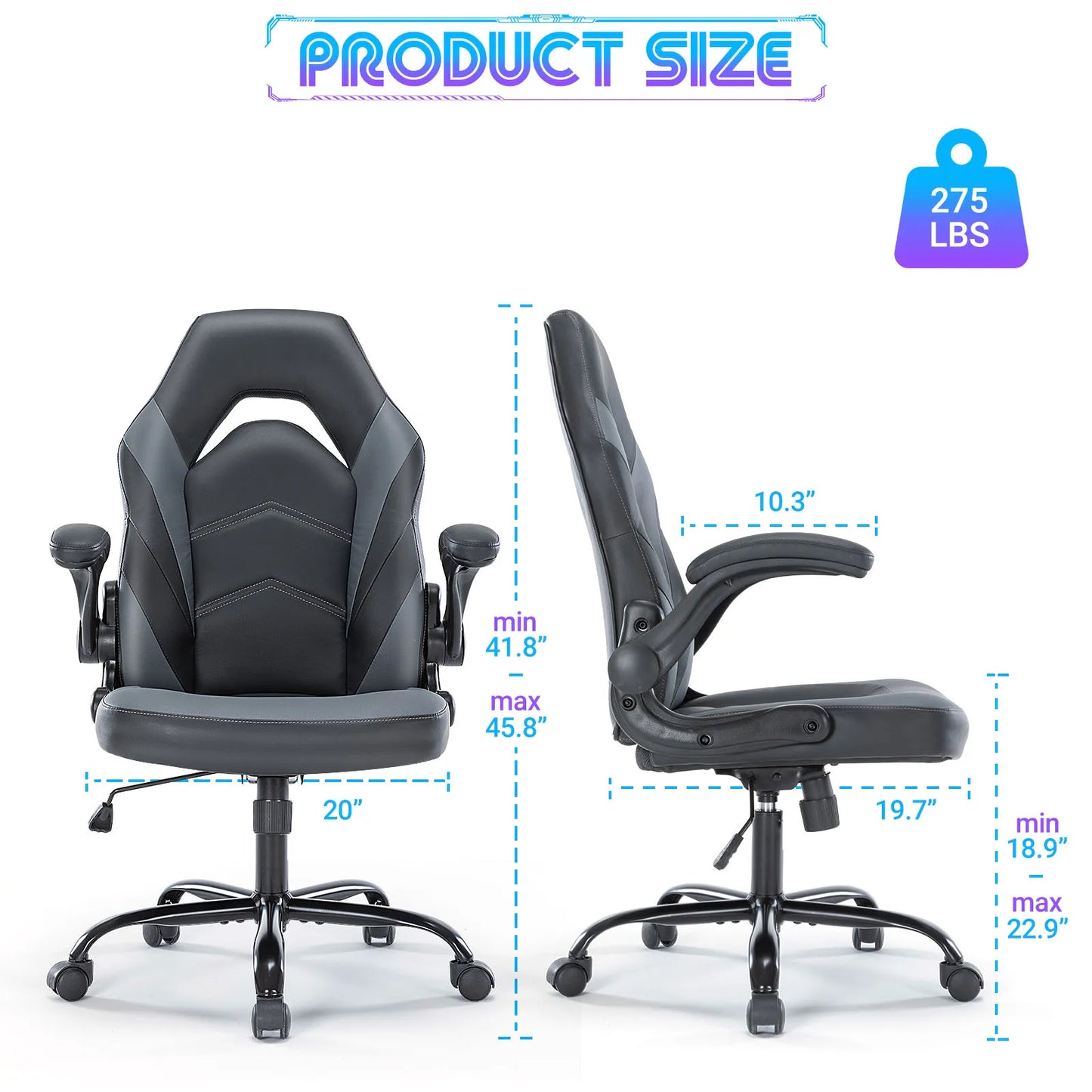JHK Ergonomic Office Gaming Chair PU Leather Adjustable Armrest