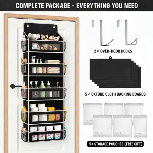 FF 5 Tier Hanging Over The Door Fabric Storage Organizer