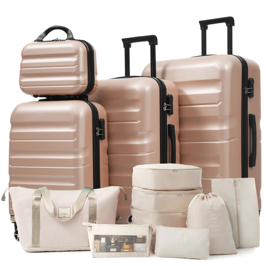 Hardshell ABS Luggage Set With Spinner Wheels Durable Travel Cases