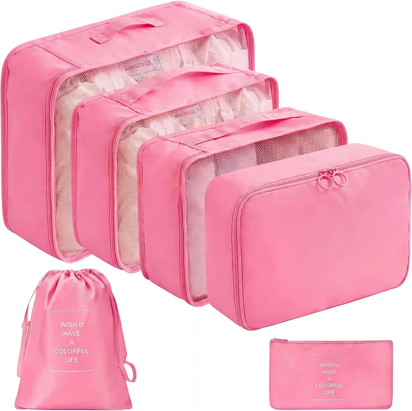 Six Piece Packing Cube Travel Organizer Set For Luggage Carry On