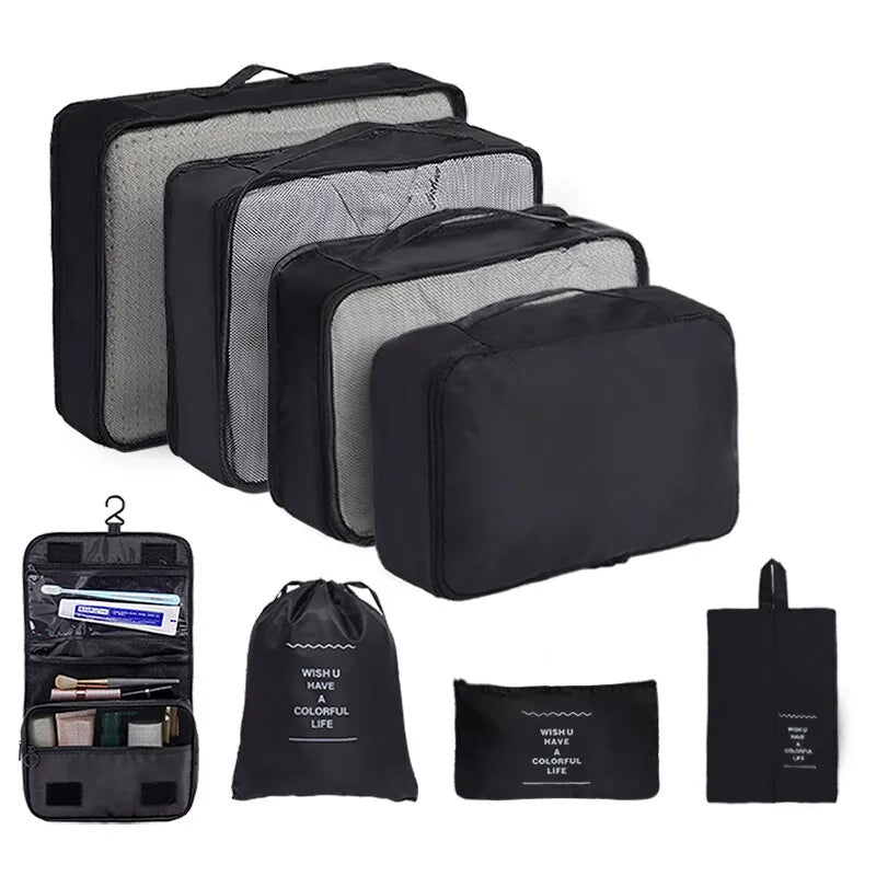 Polyester Travel Packing Cubes Luggage Storage Organizer Bags Set Portable