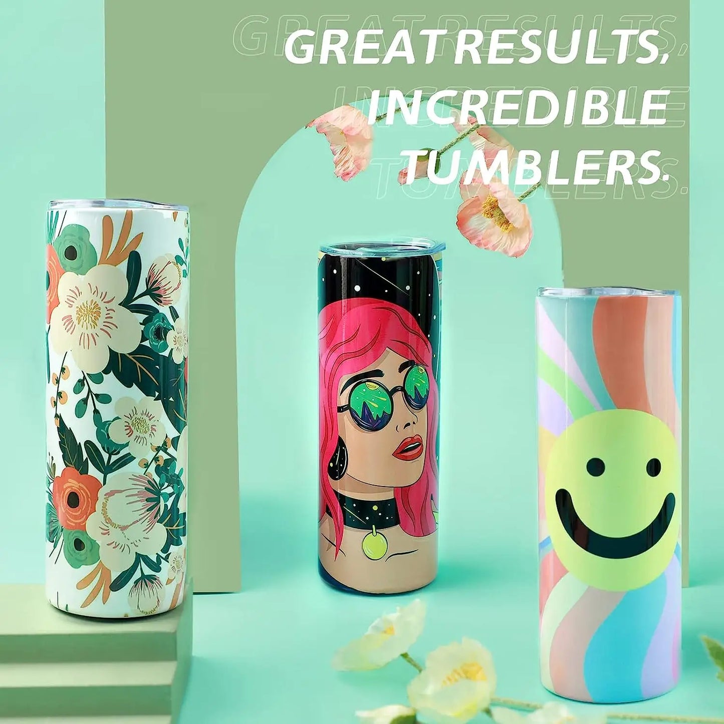 Sublimation Skinny Tumbler DIY Mugs Blank Gift Set With Papers