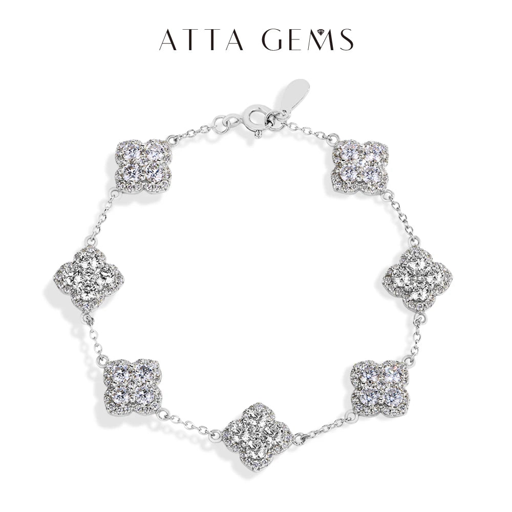 ATTAGEMS VVS1 Moissanite S925 Silver Yellow Gold Plated Bracelet For Women