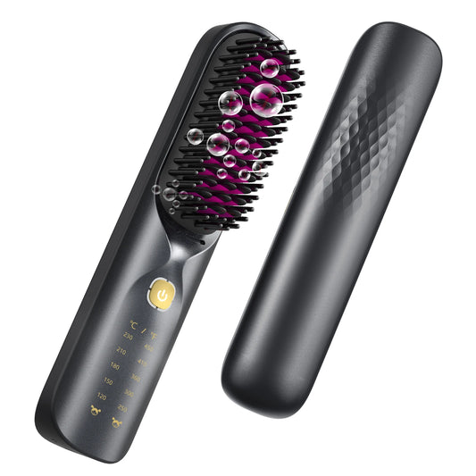 BOPCAL Cordless Hair Straightener Brush Negative Ions LED Display
