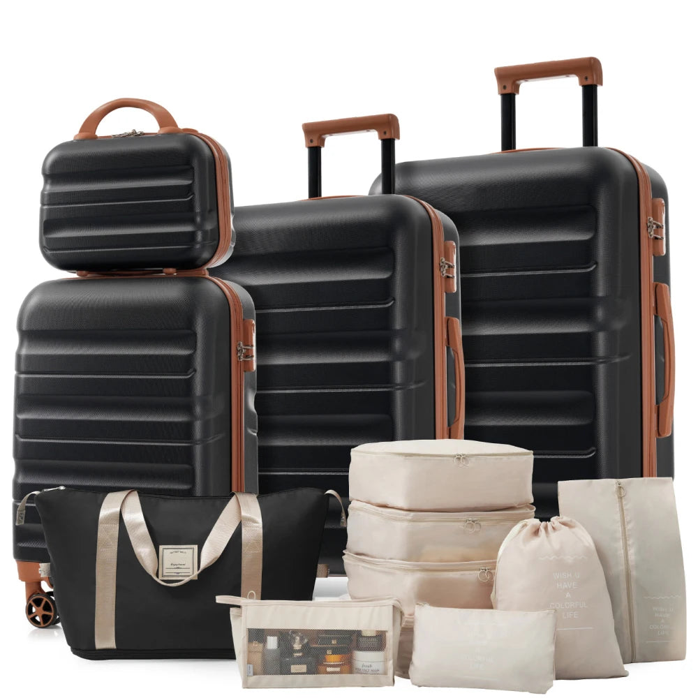 Hardshell ABS Luggage Set With Spinner Wheels Durable Travel Cases