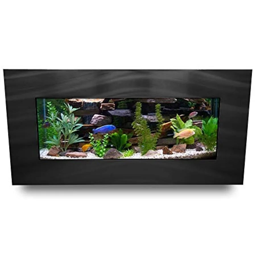 Wall Mounted Aquarium Brushed Black Aluminum Alloy Space Saving Design