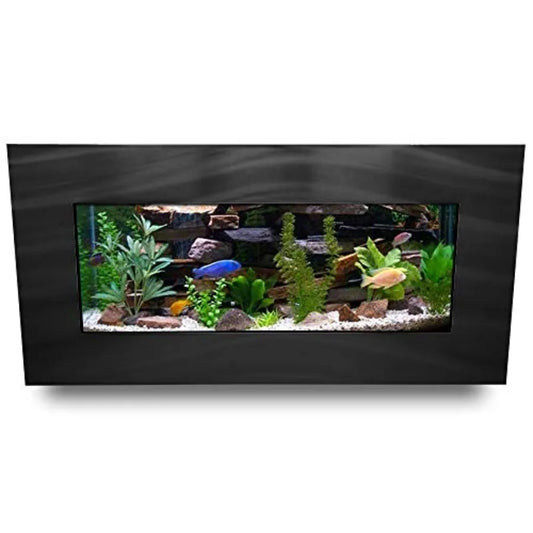 Wall Mounted Aquarium Brushed Black Aluminum Alloy Space Saving Design