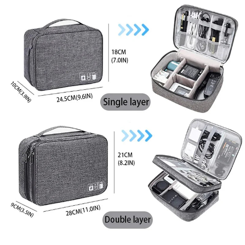 Travel Cable Storage Bag Portable Waterproof USB Cables Charger Organizer