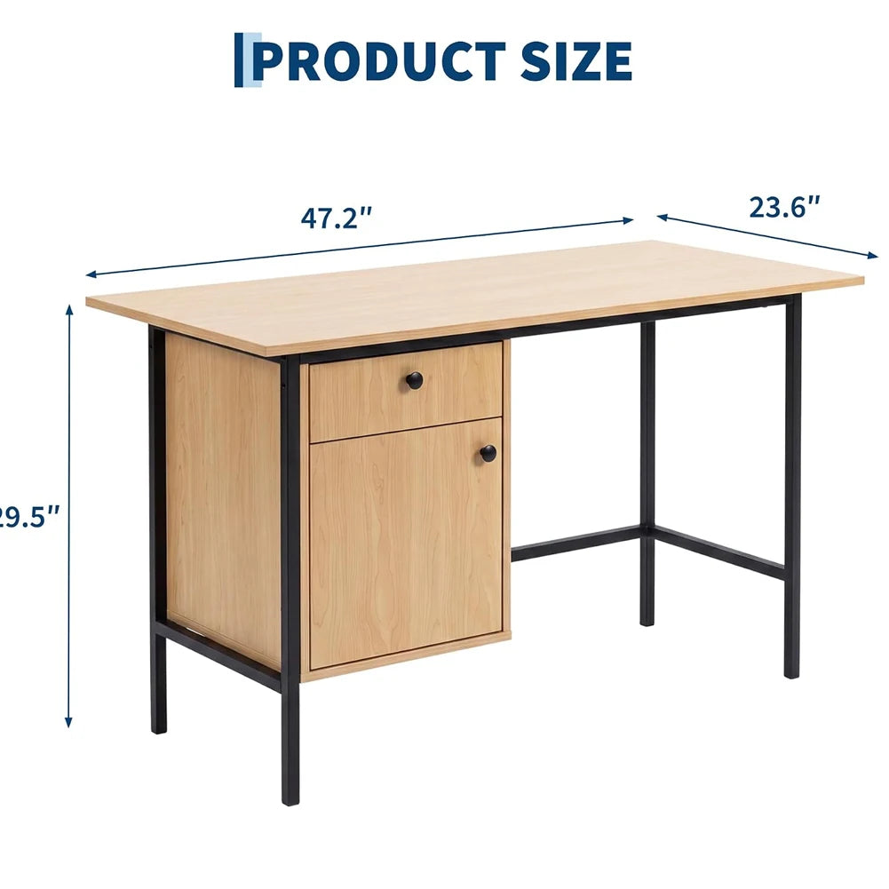 HiMISS Home Office Desk With Drawer And Door Storage