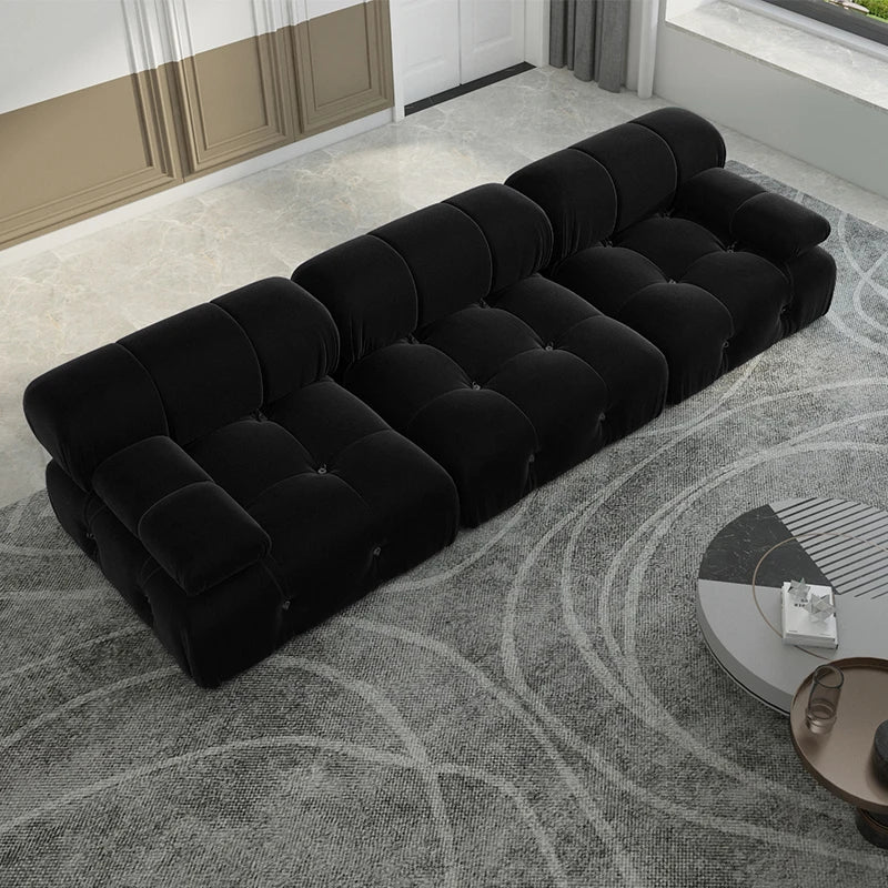 Sdorens Minimalist Modular Sectional Sofa Set Velvet Convertible 3 Seats