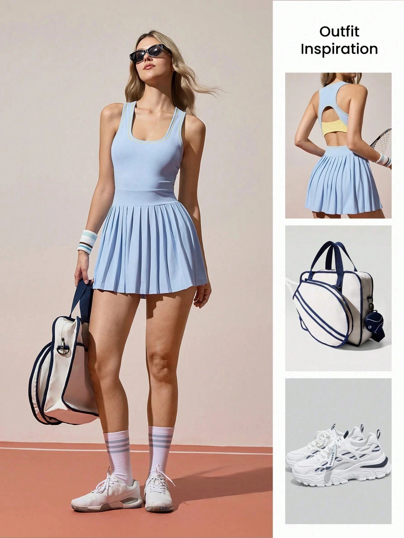 Modal Women Sleeveless Tennis Dress With Inner Shorts And Pocket
