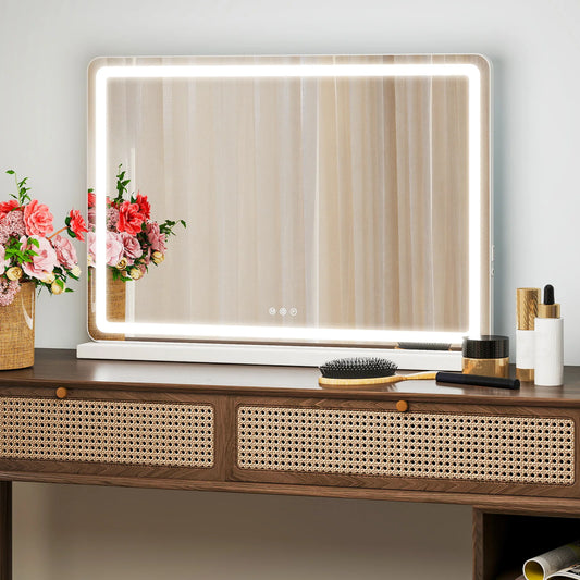 JHK LED Vanity Mirror With Lights Aluminum Frame Dimmable 3 Color Modes Memory