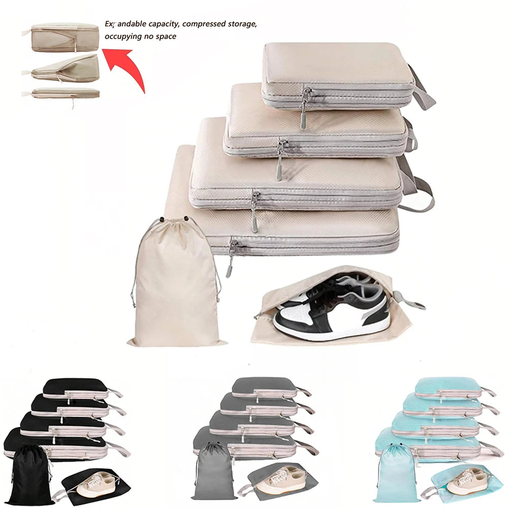 6 Piece Compression Packing Cubes For Luggage Organization And Travel