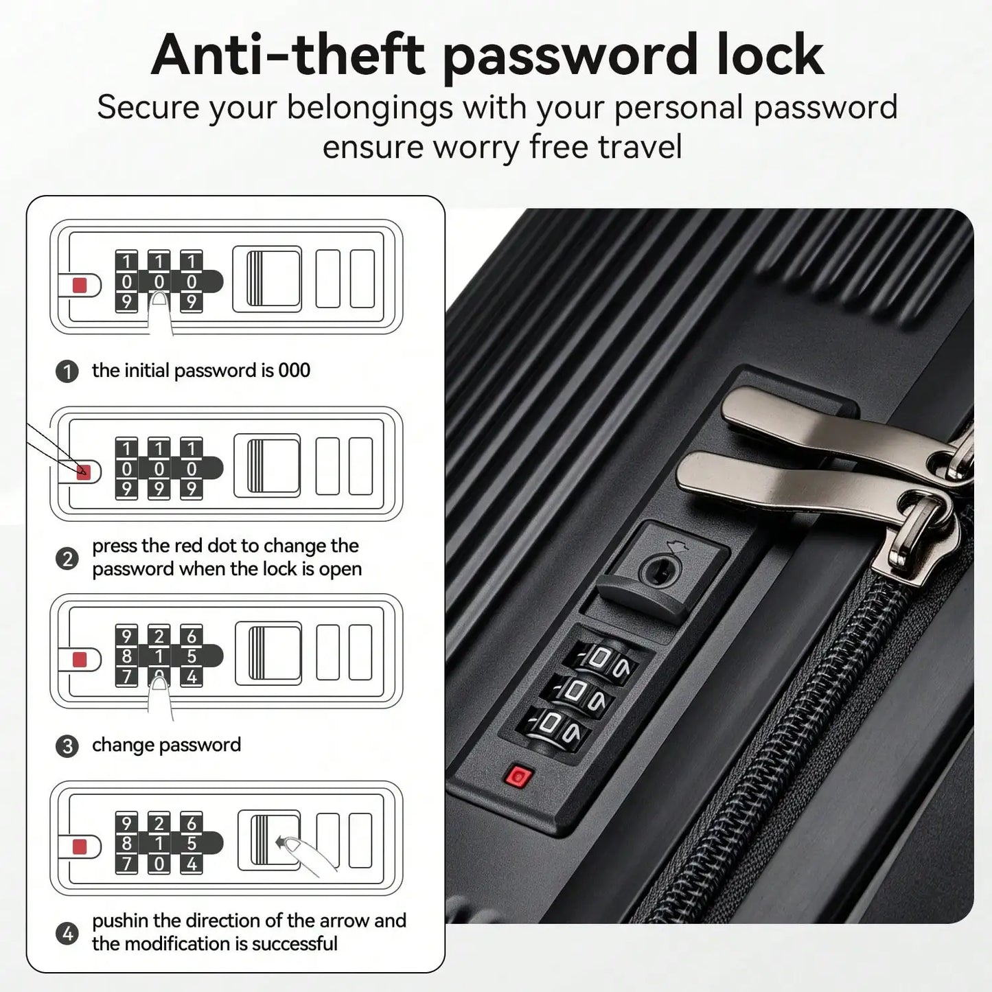 Lightweight Luggage 3 Piece Set With Anti Theft Lock