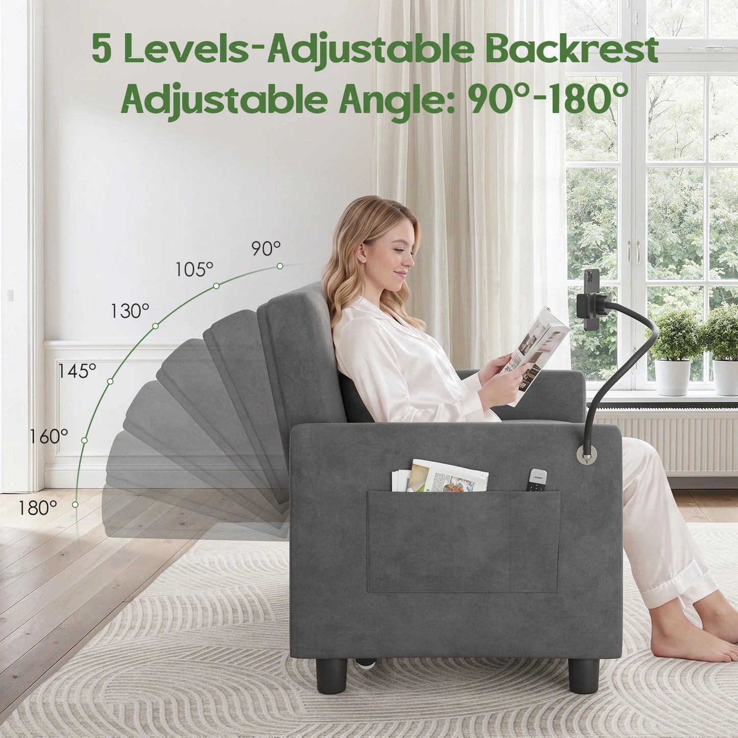 Someet Convertible Sleeper Chair Bed With USB Charging Port