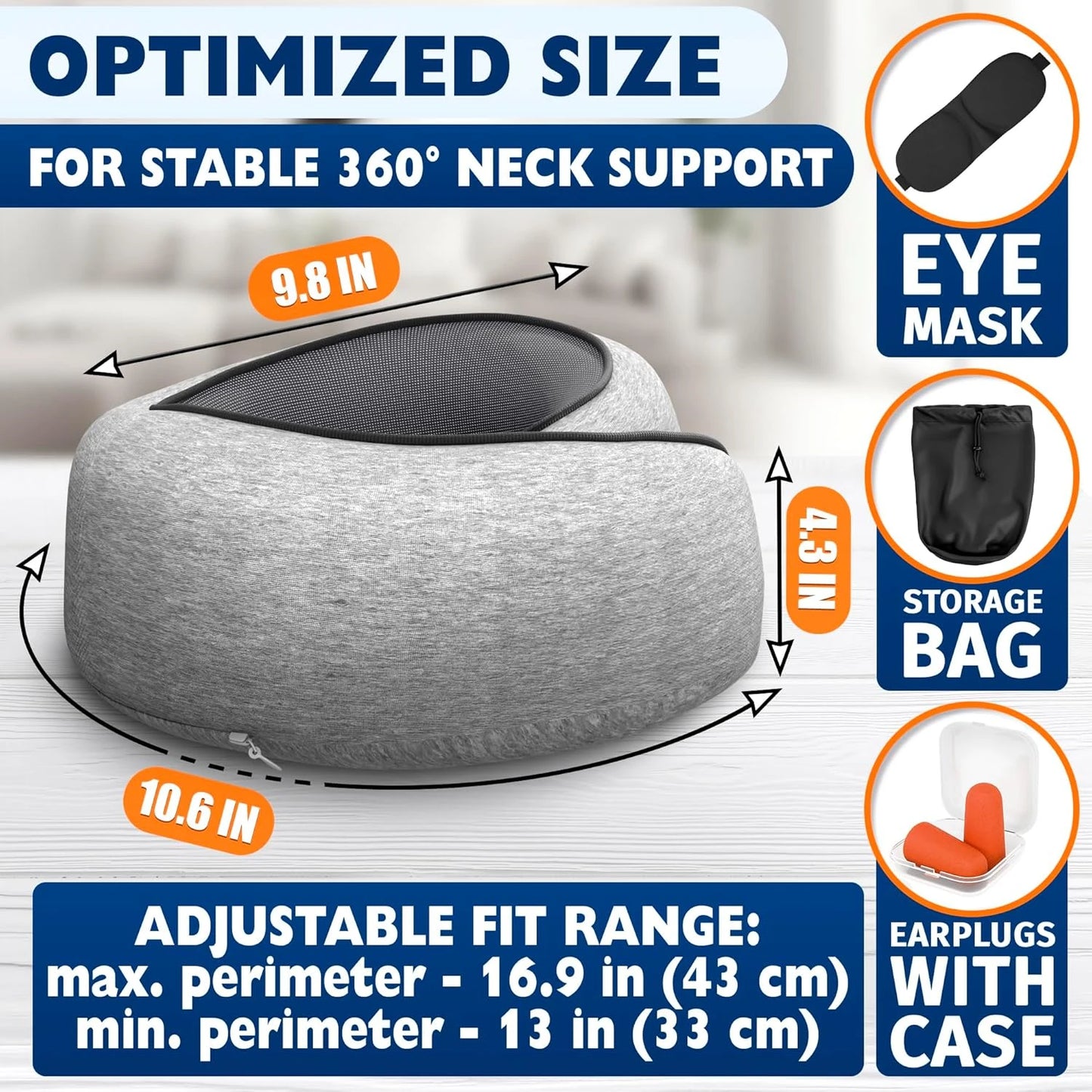 Travel Neck Pillow Memory Foam With Carry Bag For Airplanes