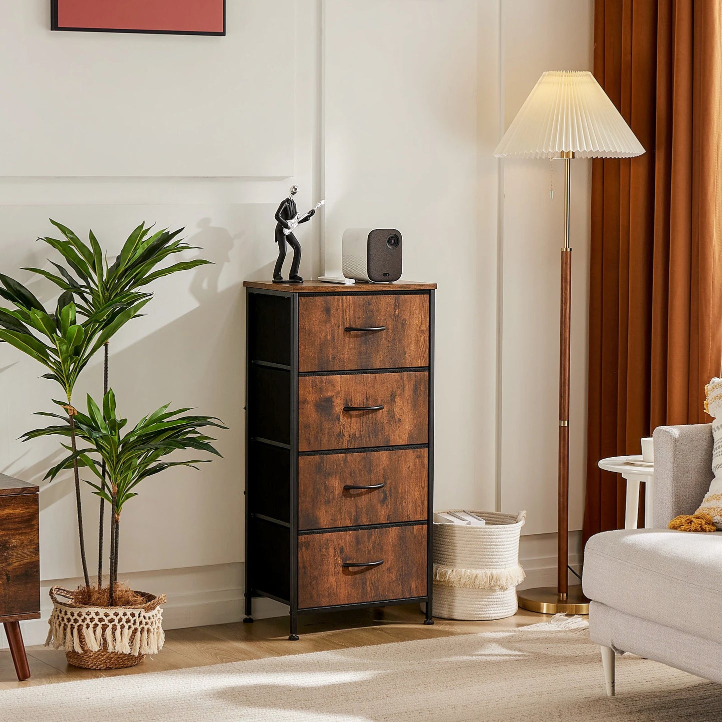 MCQ Living Room 4 Drawer Fabric Cabinet Storage Chest