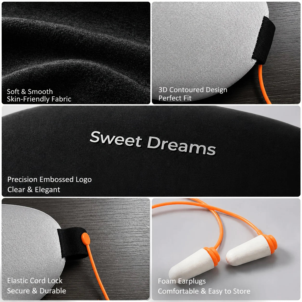3D Contoured Sleep Mask With Earplugs For Travel Home Office
