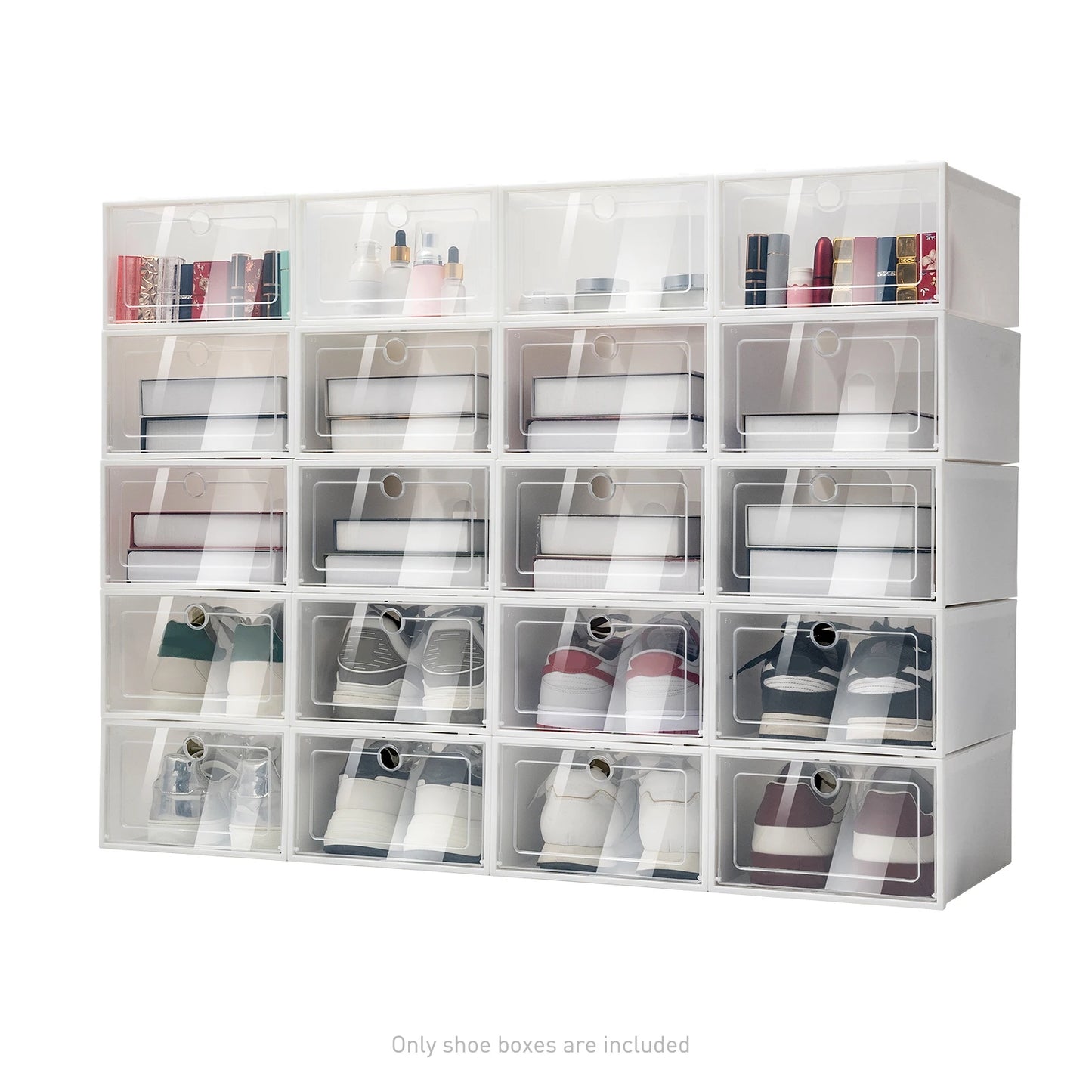 Foldable Flip Shoe Boxes Set 20 Or 24 Pack Clear Plastic Organizer