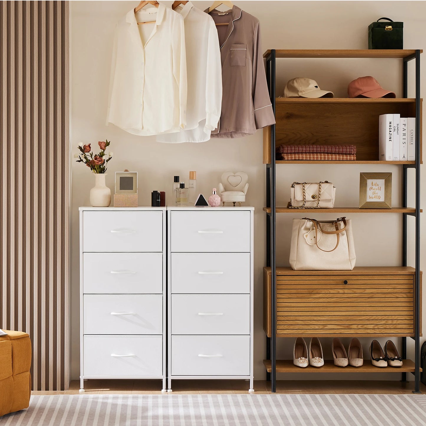 MCQ Living Room 4 Drawer Fabric Cabinet Storage Chest