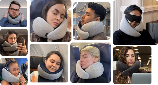 Memory Foam Travel Neck Pillow for Airplane Flights and Sleep
