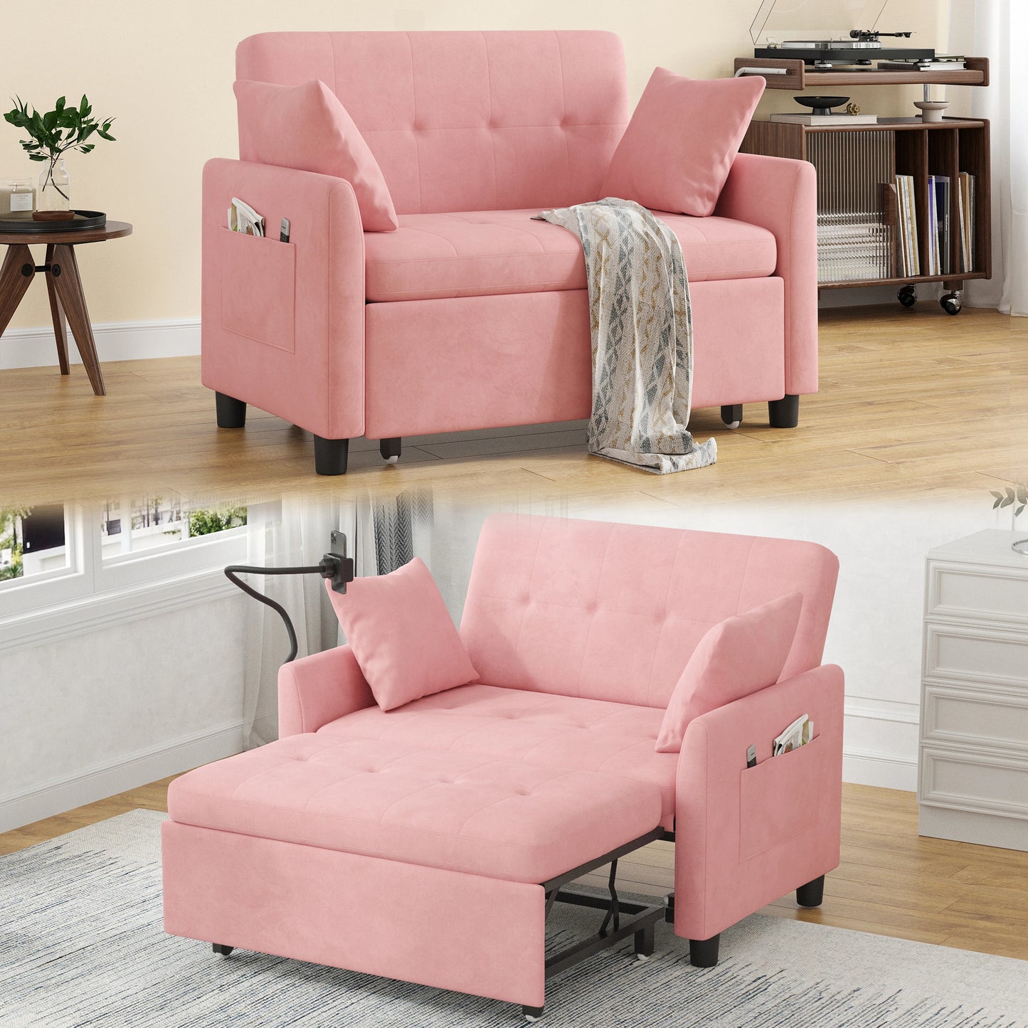 Someet Convertible Sleeper Chair Bed With USB Charging Port