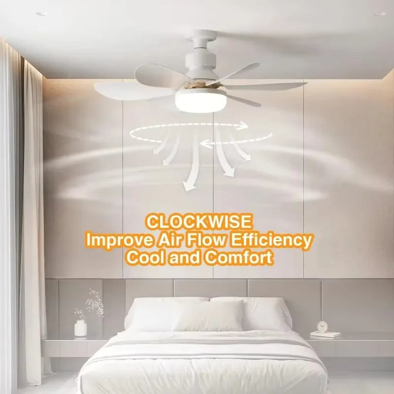 Ceiling Fan With Remote LED Light E27 Base Silent Bedroom