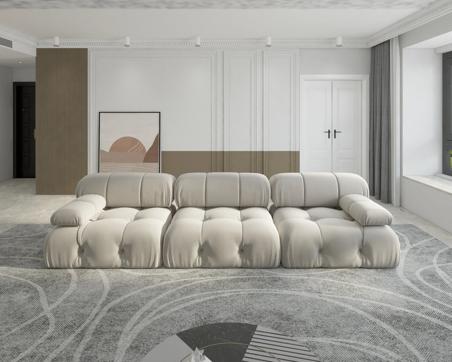 Sdorens Minimalist Modular Sectional Sofa Set Velvet Convertible 3 Seats