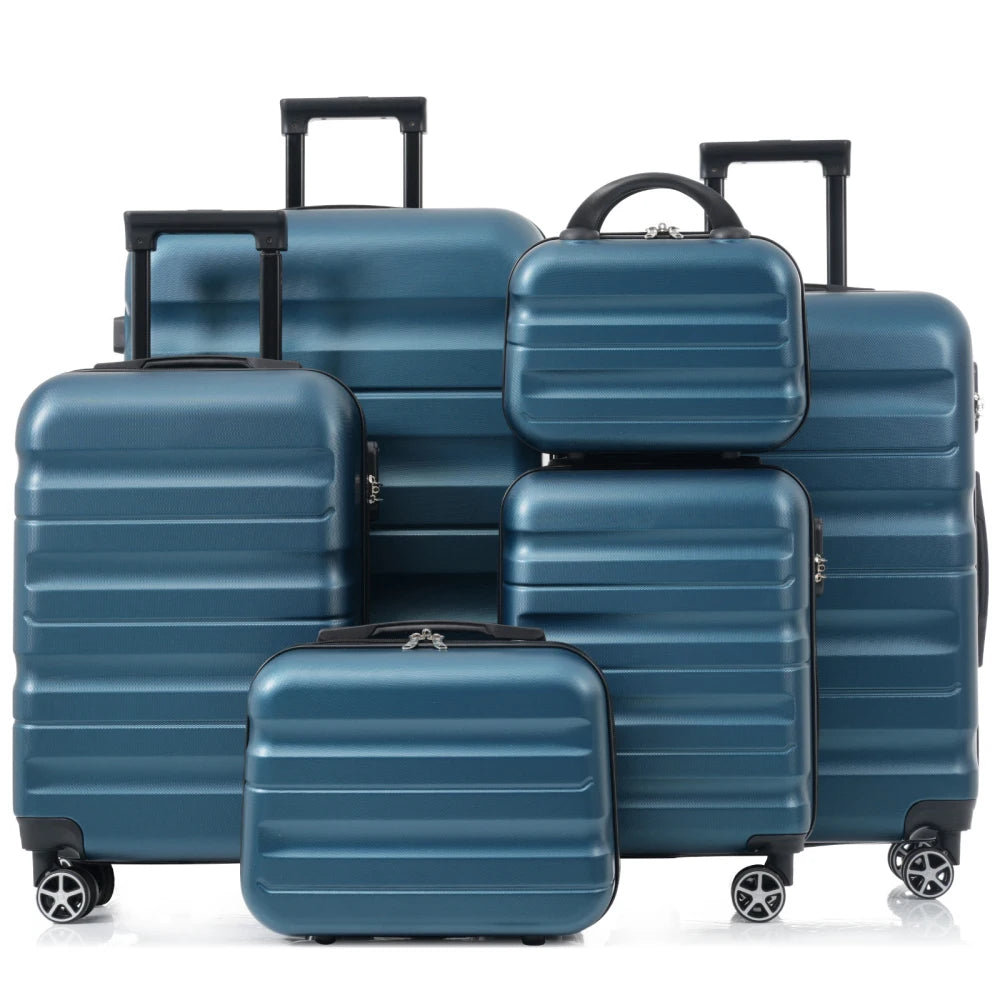 6 Piece ABS Hardshell Luggage Set Dual Spinner Wheels Travel