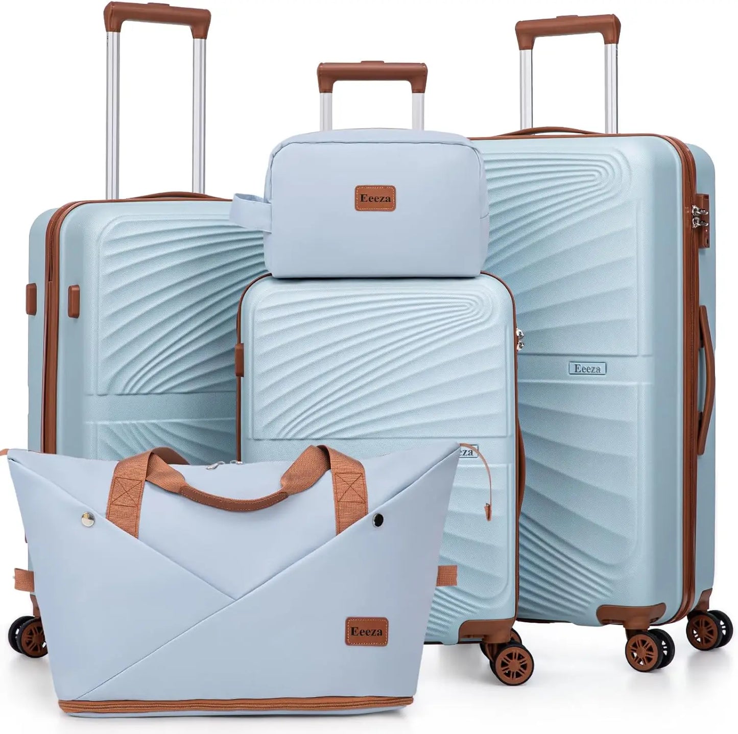 5 Piece ABS Luggage Set With Spinner Wheels TSA Lock
